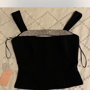 Blush Black Embellished Bustier Tank Top